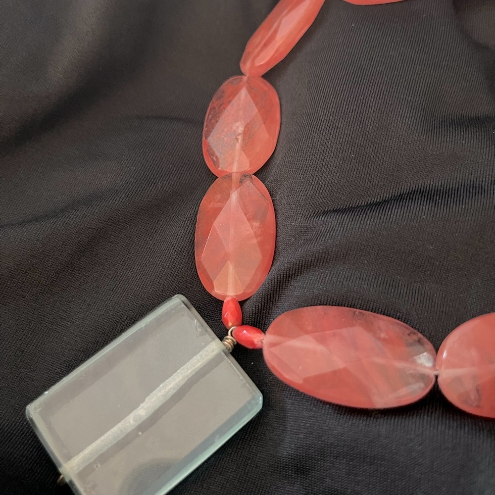 Rose Quartz and Glass Necklace - Picture 2 of 4